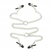 Серебристые зажимы для сосков и половых губ на тонкой цепочке - Notabu - купить с доставкой в Королеве