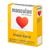 Презервативы с колечками и пупырышками Masculan Ribbed+Dotted - 3 шт. - Masculan - купить с доставкой в Королеве