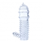 Прозрачная насадка на пенис с шипами и стимулятором клитора - 14,2 см. - Baile - в Королеве купить с доставкой