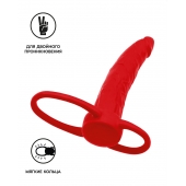 Красная насадка на пенис для двойного проникновения Black Red - 16,5 см. - ToyFa - купить с доставкой в Королеве