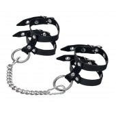 Черные однослойные кожаные оковы из двух ремешков - Pecado - купить с доставкой в Королеве