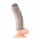 Текстурированная насадка на пенис Clear Textured Penis Enhancing Sleeve Extension - 16,5 см. - BlueLine - в Королеве купить с доставкой