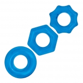 Комплект из трех голубых колец для эрекции 3-Pack Nuts   Bolts Stretch Cock Ring Set - BlueLine - в Королеве купить с доставкой