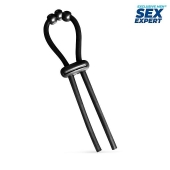 Черное эрекционное кольцо со стимулирующими бусинами - Sex Expert - в Королеве купить с доставкой