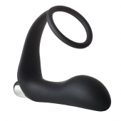 Черное эрекционное кольцо с вибропробкой Vibrating Anal Plug With Cockring - Dream Toys - в Королеве купить с доставкой