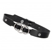Черный кожаный ошейник со связанными кольцами - Pecado - купить с доставкой в Королеве