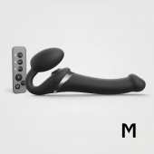 Черный безремневой страпон Multi Orgasm Size M с клиторальной стимуляцией - Strap-on-me - купить с доставкой в Королеве