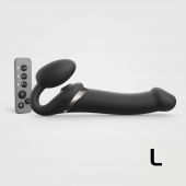 Черный безремневой страпон Multi Orgasm Size L с клиторальной стимуляцией - Strap-on-me - купить с доставкой в Королеве