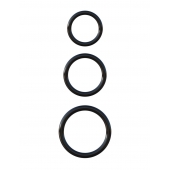 Набор из трех черных эрекционных колец Silicone 3-Ring Stamina Set - Pipedream - в Королеве купить с доставкой
