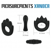 Черное эрекционное кольцо с массажными гребнями Rooster Xander - Velv or - в Королеве купить с доставкой