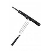 Черный кожаный ошейник-воротник с поводком - Pecado - купить с доставкой в Королеве