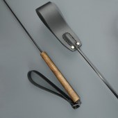 Черный кожаный стек с деревянной рукоятью - 69 см. - Sitabella - купить с доставкой в Королеве