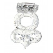 Прозрачное эрекционное кольцо с вибратором  и подхватом - Toyfa Basic - в Королеве купить с доставкой