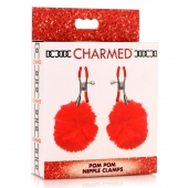 Красные зажимы на соски с помпонами Pom Pom - XR Brands - купить с доставкой в Королеве