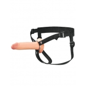 Телесный полый страпон на черных ремнях Hollow Silicone Strap-on - 17,8 см. - Pipedream - купить с доставкой в Королеве