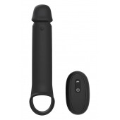 Черная насадка-удлинитель с вибрацией Vibrating Extender With Remote - Dream Toys - в Королеве купить с доставкой