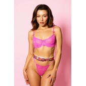 Эффектный розовый пояс из голографической эко-кожи - БДСМ Арсенал - купить с доставкой в Королеве