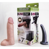 Страпон-унисекс с двумя насадками UNI strap 7  Harness - 19 и 16 см. - LOVETOY (А-Полимер) - купить с доставкой в Королеве