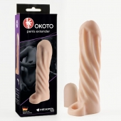 Телесная насадка-удлинитель Okoto со спиралевидным рельефом - 16 см. - Sitabella - в Королеве купить с доставкой