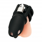 Черная клетка для пениса Silicone Small 2 in Cock Cage With Ball Divider - BlueLine - купить с доставкой в Королеве