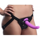 Лиловый поясной страпон Navigator Silicone G-Spot Dildo with Harness - 17,8 см. - XR Brands - купить с доставкой в Королеве