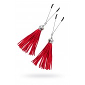 Зажимы на соски «Вилки» с красными кисточками из замши - Pecado - купить с доставкой в Королеве