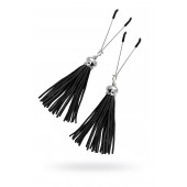 Зажимы на соски «Вилки» с черными кисточками из замши - Pecado - купить с доставкой в Королеве