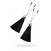 Зажимы на соски «Вилки» с черными кисточками из шелка - Pecado - купить с доставкой в Королеве