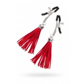 Зажимы на соски «Прищепки» с красными кисточками из замши - Pecado - купить с доставкой в Королеве