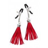 Зажимы на соски «Прищепки» с красными кисточками из замши - Pecado - купить с доставкой в Королеве