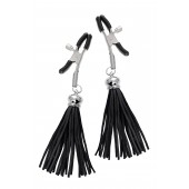 Зажимы на соски «Прищепки» с черными кисточками из замши - Pecado - купить с доставкой в Королеве