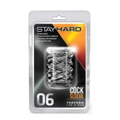 Прозрачная насадка с объёмными чёрточками STAY HARD COCK SLEEVE 06 CLEAR - Blush Novelties - в Королеве купить с доставкой