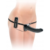 Черный страпон с вагинальной пробкой Deluxe Vibrating Penetrix Strap-On - 19 см. - Pipedream - купить с доставкой в Королеве