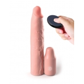 Телесная вибронасадка на член 3  Vibrating Mega X-tension with Remote - 22,9 см. - Pipedream - в Королеве купить с доставкой