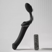 Черный безремневой вибрострапон Strap-On-Me Multi Orgasm Size XL - Strap-on-me - купить с доставкой в Королеве