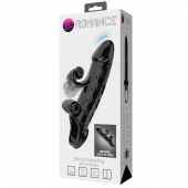 Черная вибронасадка на пенис с подхватом мошонки - 20 см. - Baile - в Королеве купить с доставкой