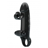 Черная вибронасадка на пенис с подхватом мошонки - 20 см. - Baile - в Королеве купить с доставкой