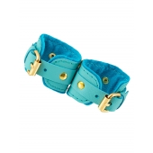 Голубые двуслойные кожаные наручники-браслеты - Pecado - купить с доставкой в Королеве