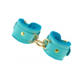 Голубые двуслойные кожаные наручники-браслеты - Pecado - купить с доставкой в Королеве