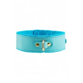 Голубой двуслойный кожаный ошейник с подкладкой из фетра - Pecado - купить с доставкой в Королеве