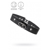 Черный чокер-ошейник со связанными кольцами на подложке - Pecado - купить с доставкой в Королеве