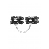 Черные кожаные наручники-браслеты из двух ремешков - Pecado - купить с доставкой в Королеве