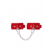 Красные кожаные узкие оковы со скруглёнными углами - Pecado - купить с доставкой в Королеве