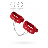 Красные кожаные узкие оковы со скруглёнными углами - Pecado - купить с доставкой в Королеве