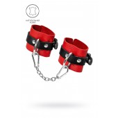 Красно-черные мягкие наручники с одним ремешком с люверсами - Pecado - купить с доставкой в Королеве