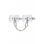 Белые мягкие кожаные наручники с люверсами - Pecado - купить с доставкой в Королеве