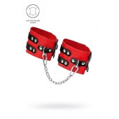 Красно-черные мягкие оковы с двумя ремешками с люверсами - Pecado - купить с доставкой в Королеве