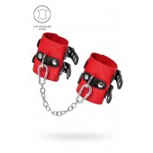 Красно-черные мягкие наручники с двумя ремешками с люверсами - Pecado - купить с доставкой в Королеве
