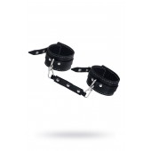 Черные двухслойные кожаные оковы с белой строчкой - Pecado - купить с доставкой в Королеве