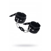Черные двухслойные наручники с белой строчкой - Pecado - купить с доставкой в Королеве